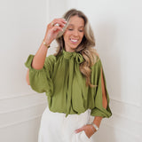 Green Open Sleeve Lavinia Blouse