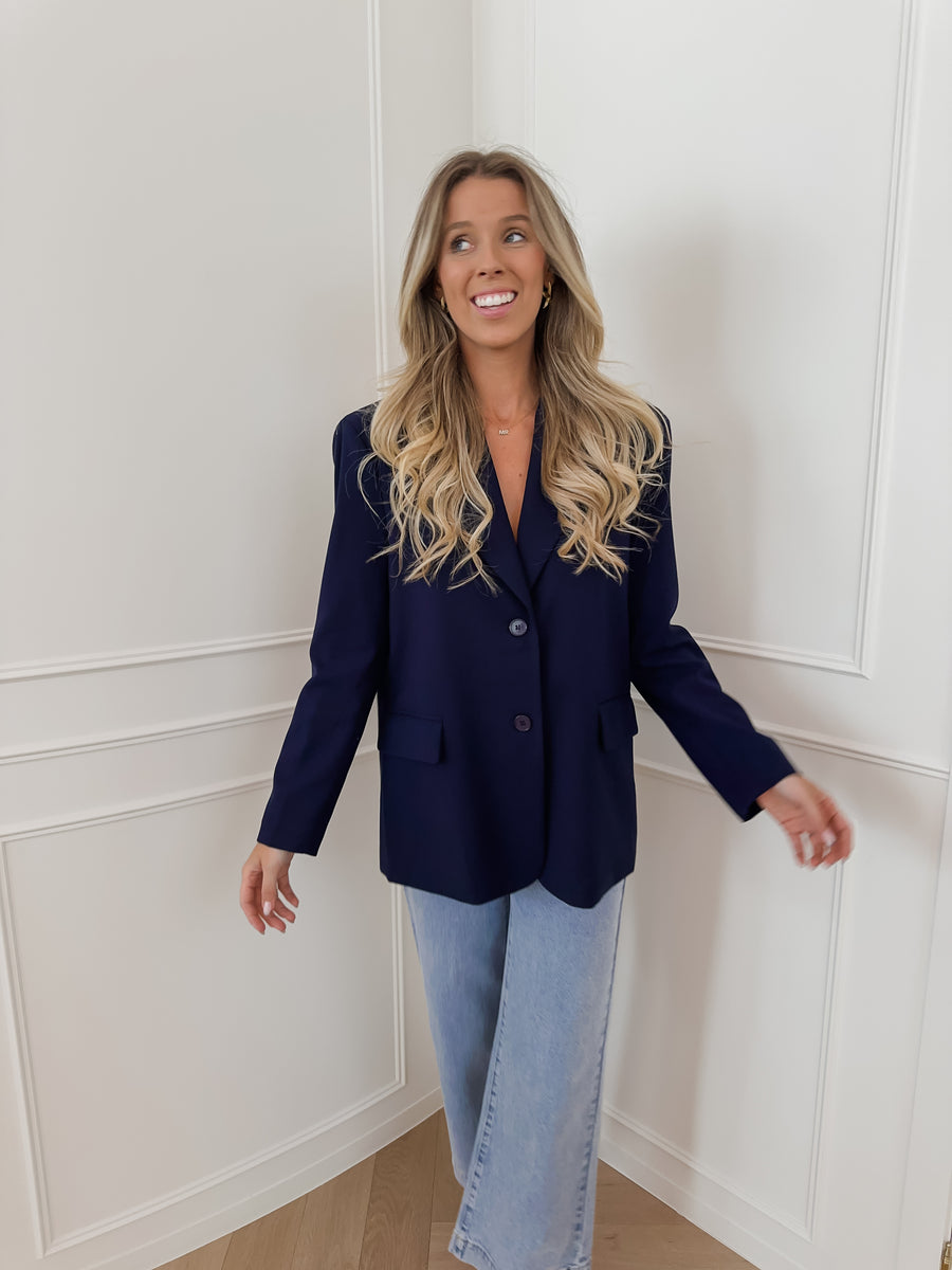 Navy Back Split Blazer