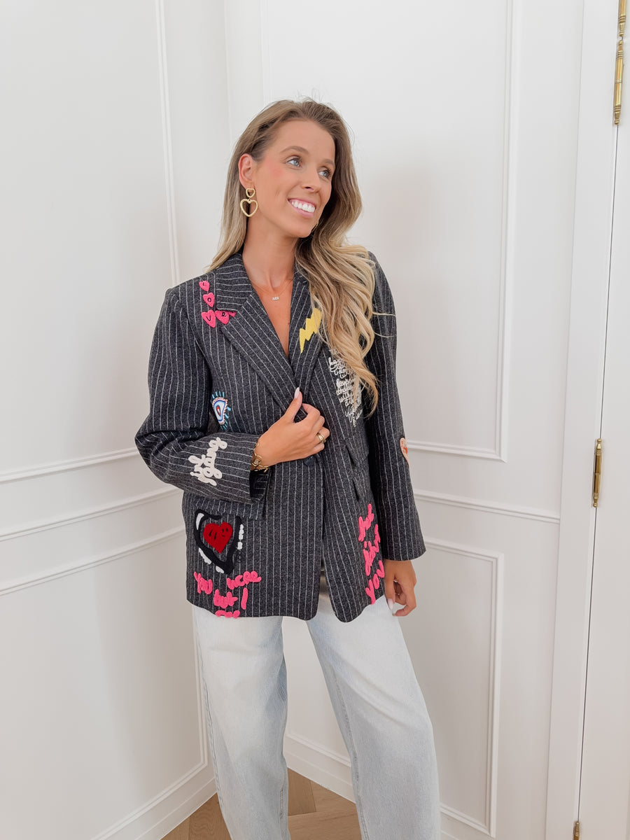 Dark Grey Patches Blazer