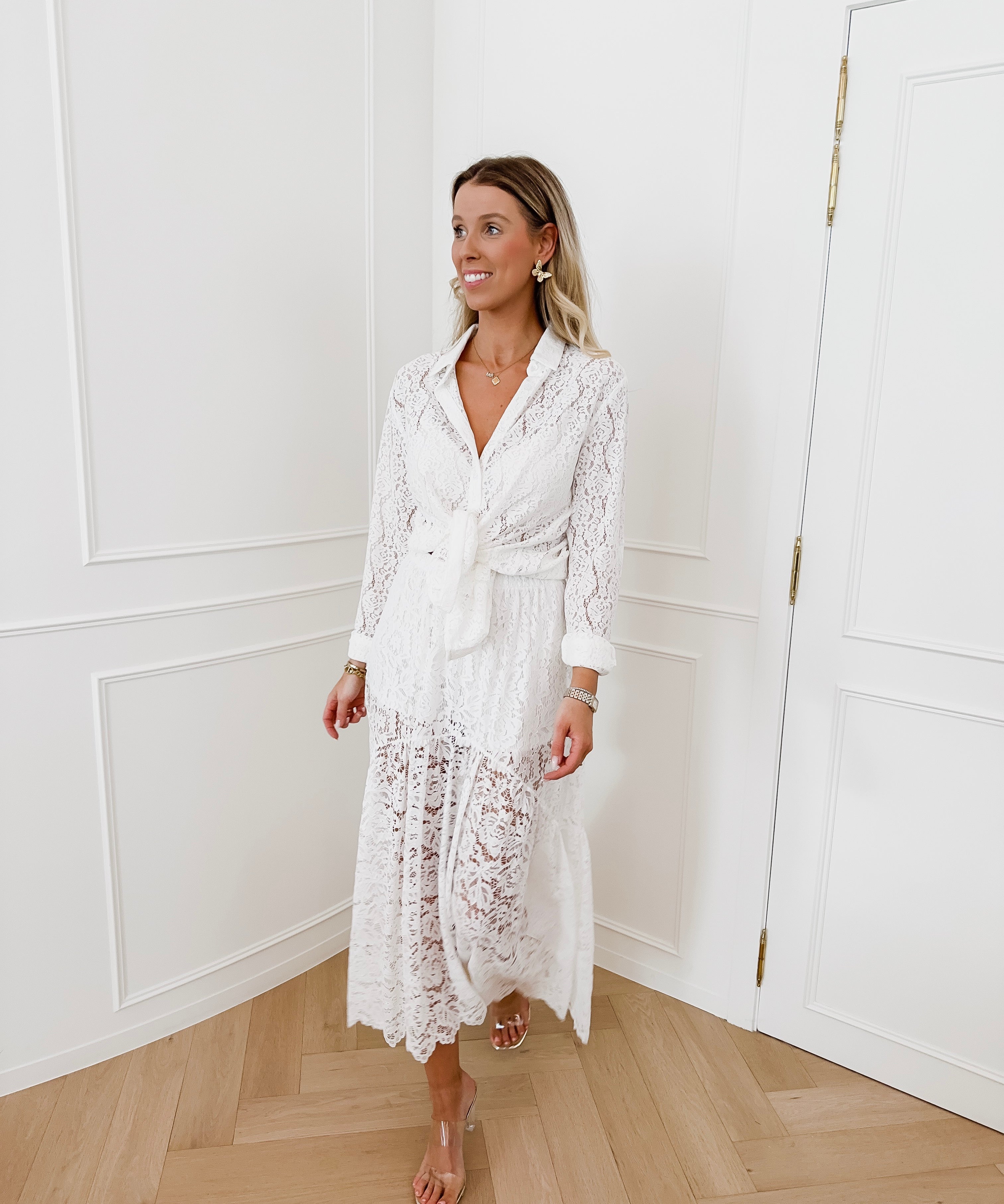 White Long Lace Skirt