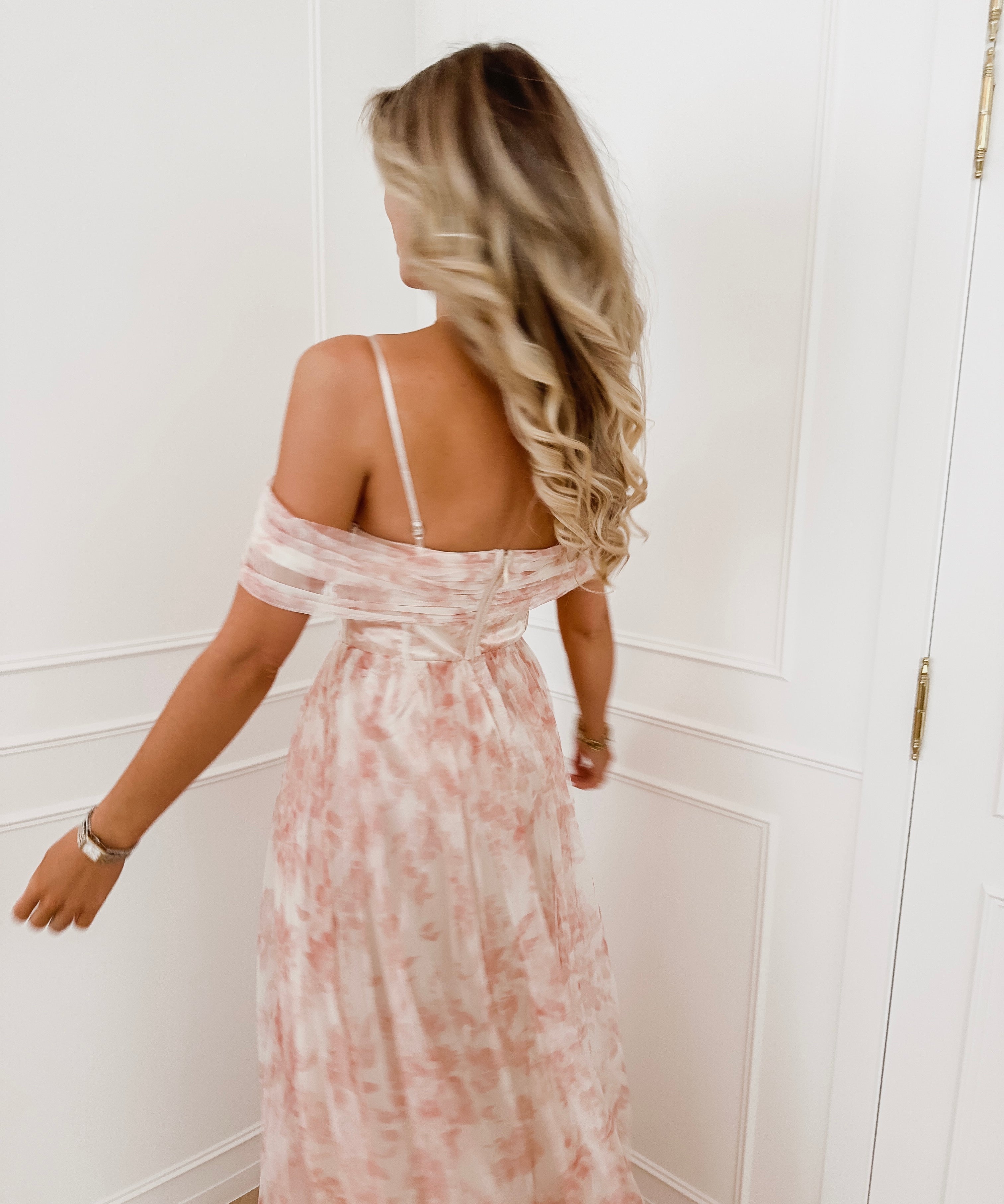 Peach Flower Corset Dress