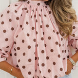 Pink Brown Polka Dots Leontina Blouse