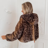 Brown Deer Print Fileine Jacket