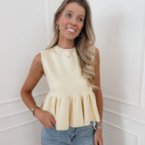 Yellow Sleeveless Frill Top