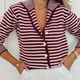 Bordeau Pink Striped Kitty Sweater