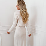 Beige Meredith Golden Button Cable Ensemble