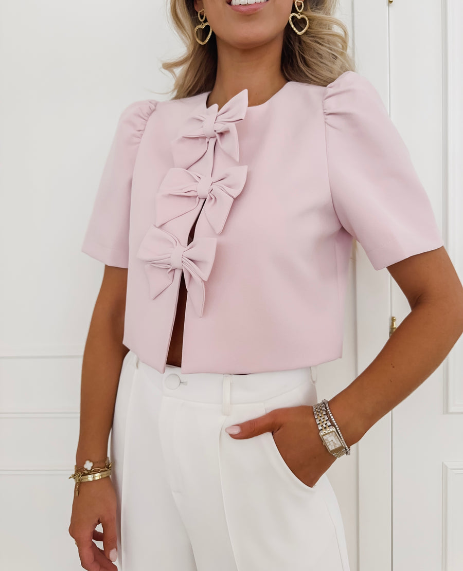 Old Pink Three Bow Top