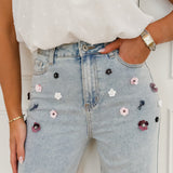 Blue Maeve Flower Bedazzled Jeans