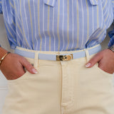 Light Blue Leather Clara Belt