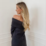 Dark Grey Off Shoulder Dress