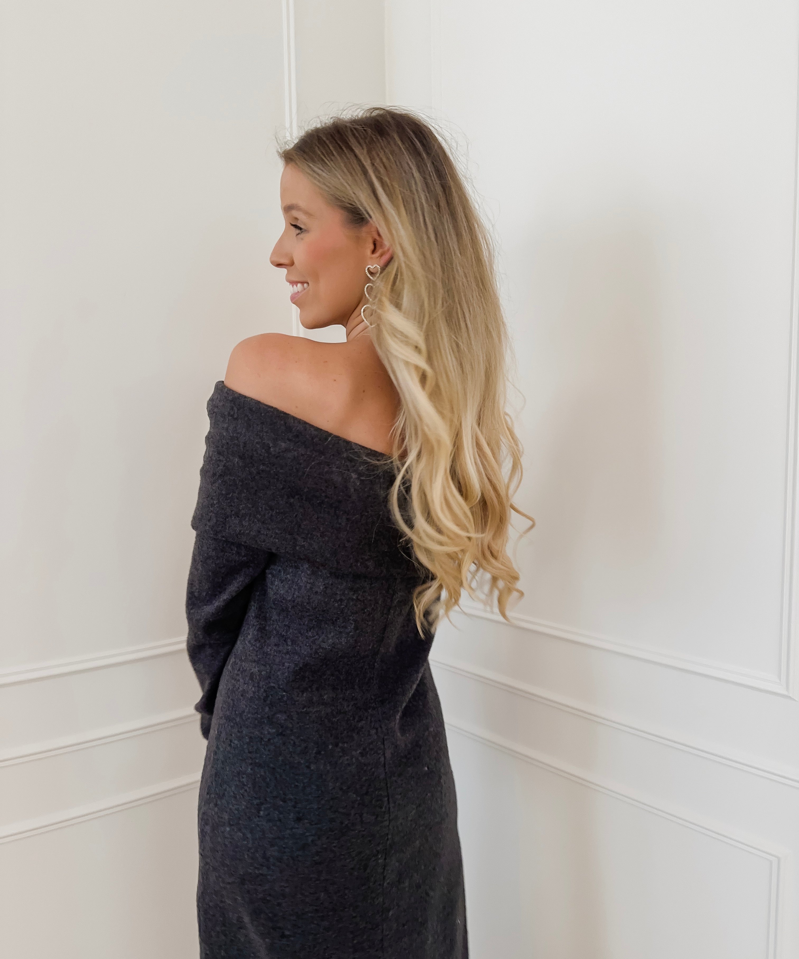Dark Grey Off Shoulder Dress