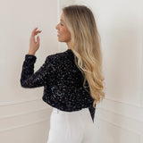 Black Sequin Bow Blouse