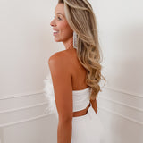 White Feather Crop Top