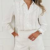 White Aurena Scallop Detail Short