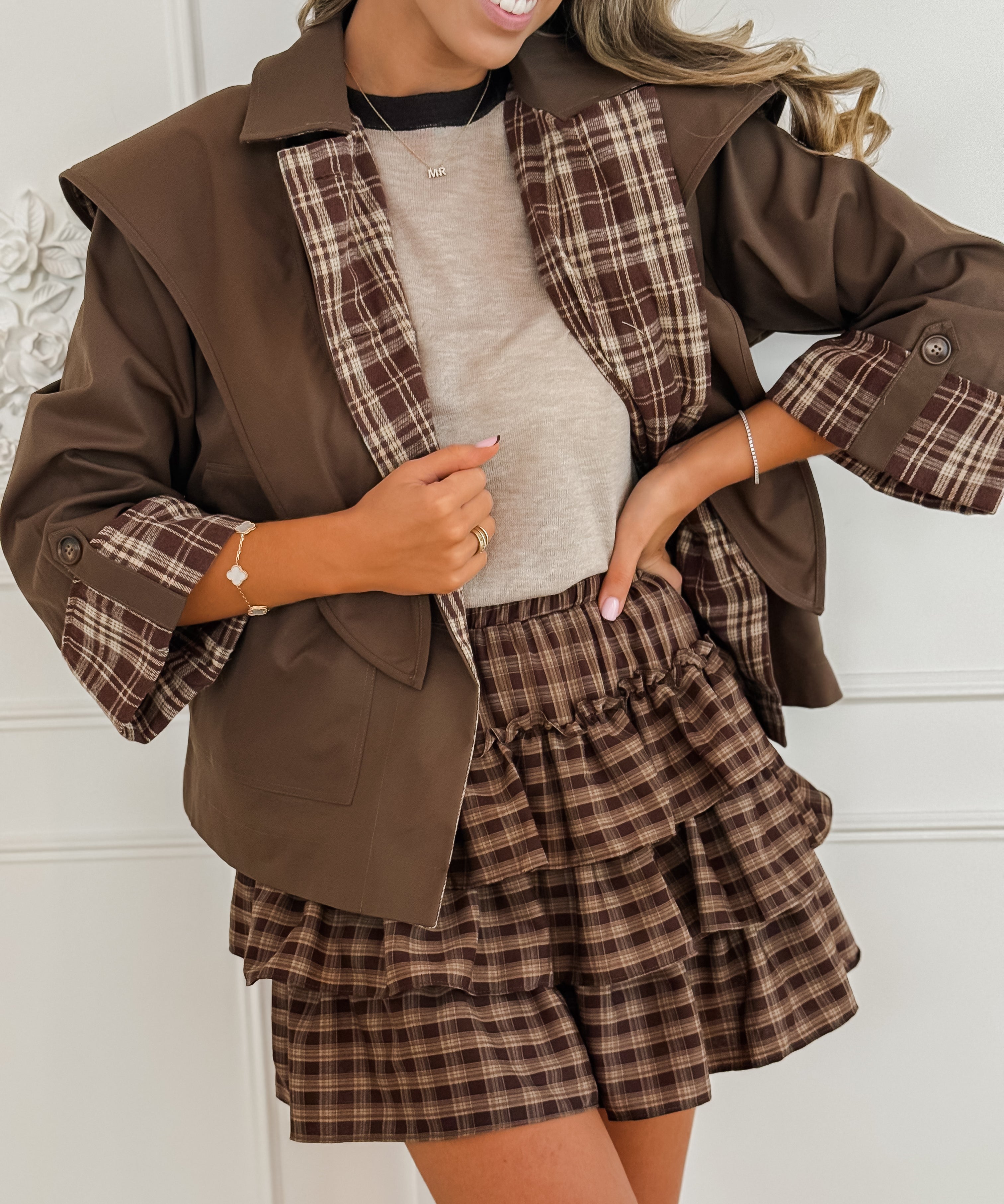 Brown Gerdine Vichy Short-Skirt