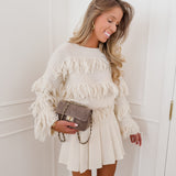 Beige Plissé Short-Skirt