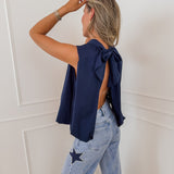 Dark Blue Open Back Leah Top