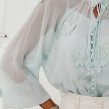 Turquoise Marjorie Butterfly Blouse