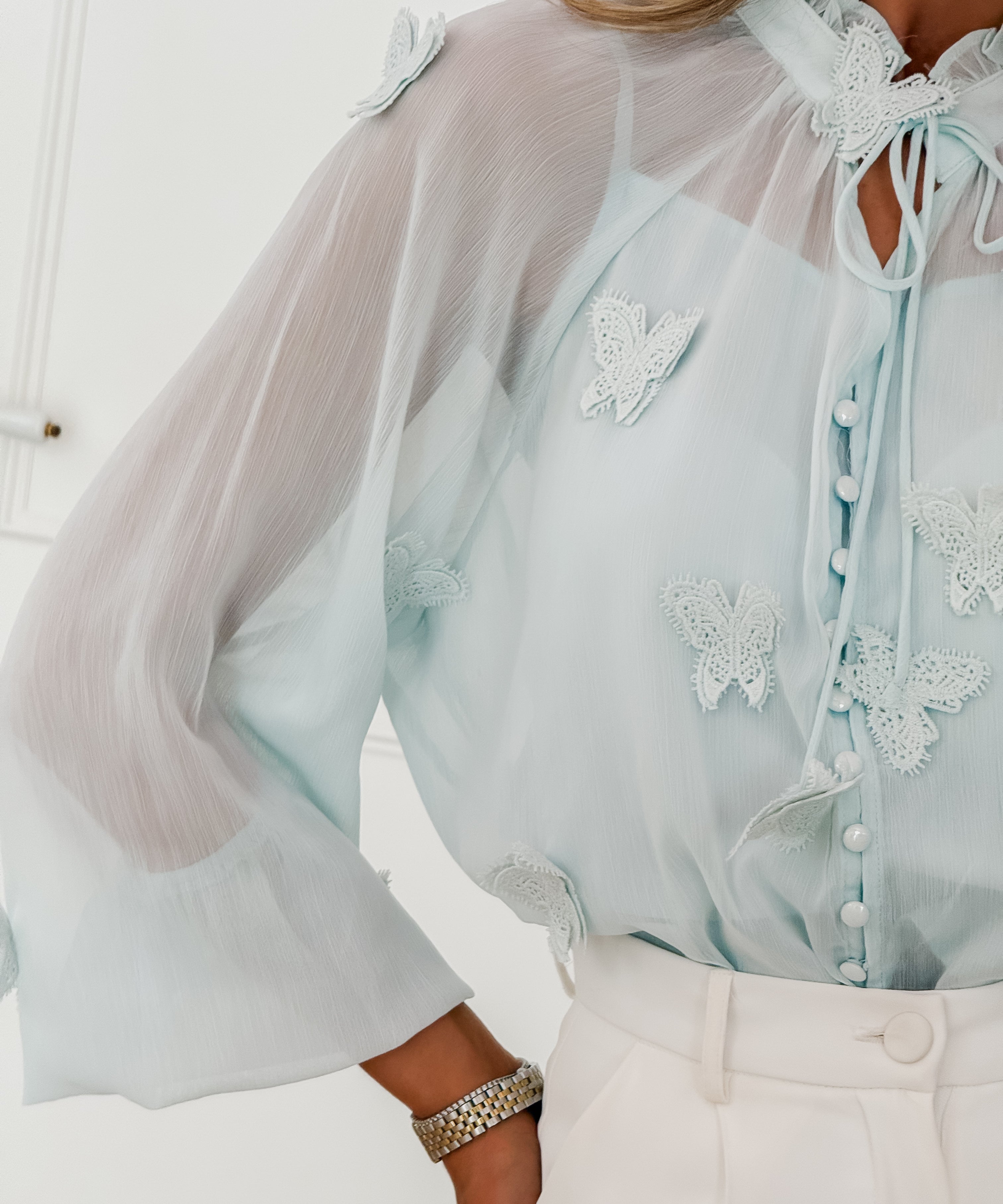 Turquoise Marjorie Butterfly Blouse