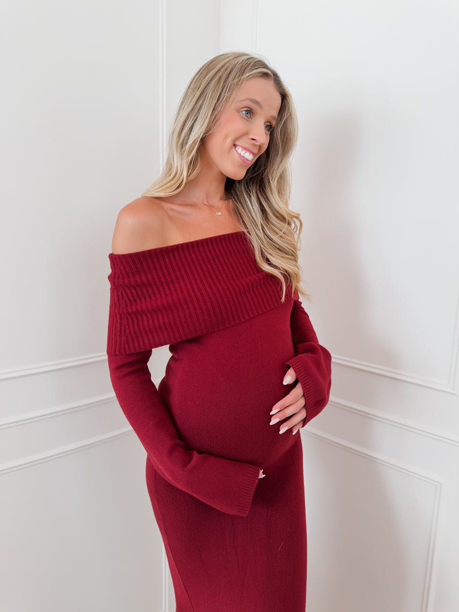 Wine Red Caroline Bandeau Dress