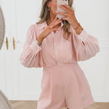 Light Pink Eliana Floral Button Playsuit