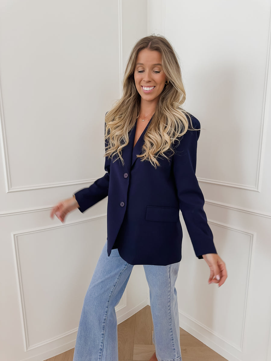 Navy Back Split Blazer