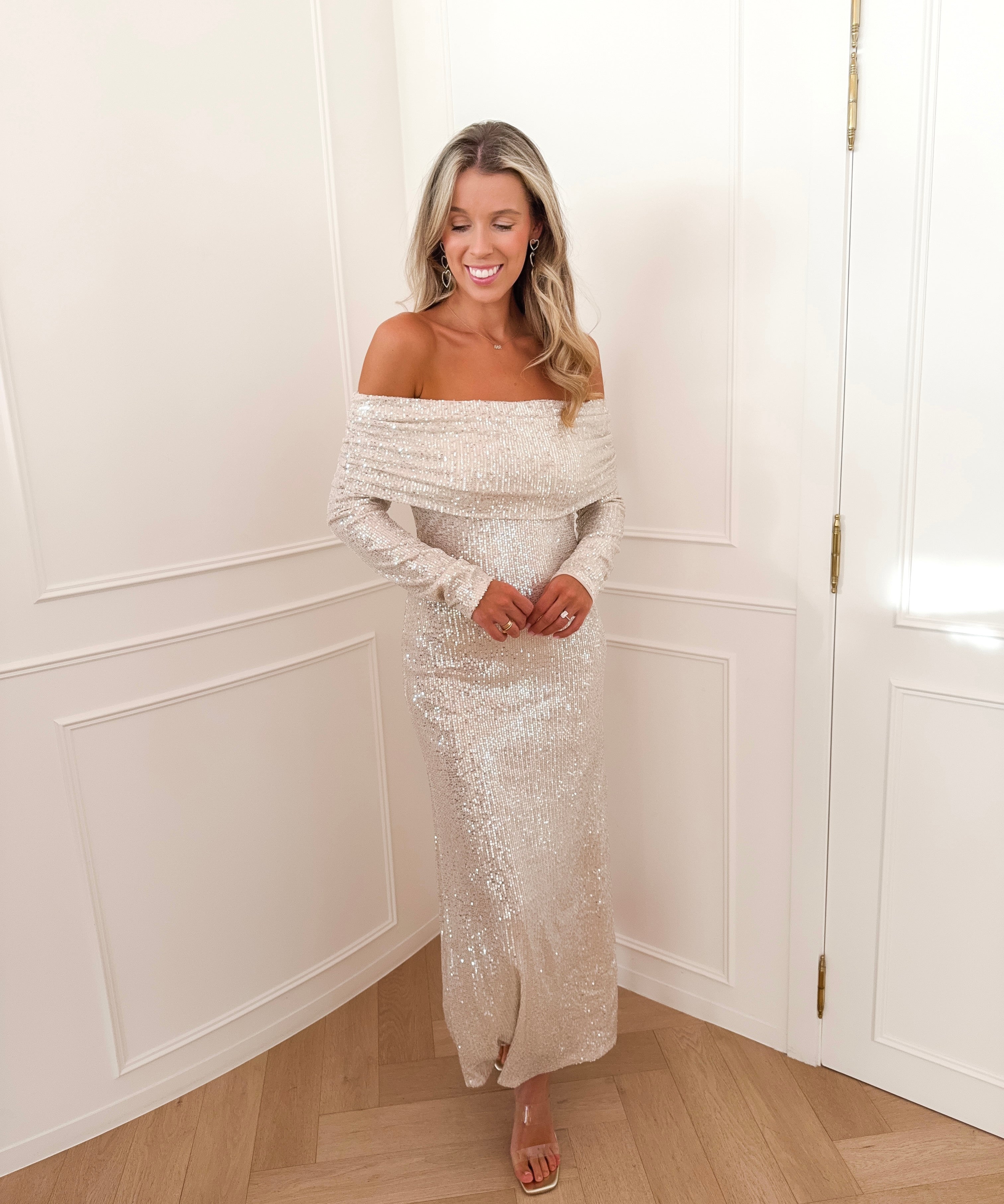 Champagne Cassandra Sequin Bandeau Dress