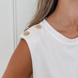 PRE ORDER White Evie Cropped Golden Studs Top