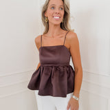 Dark Brown Satin Lucille Top