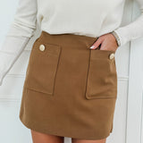 Camel Ariella Pocket Button Skirt