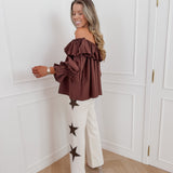 Brown Off Shoulder Franca Blouse