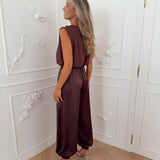 Burgundy Brown Satin Eledine Trouser