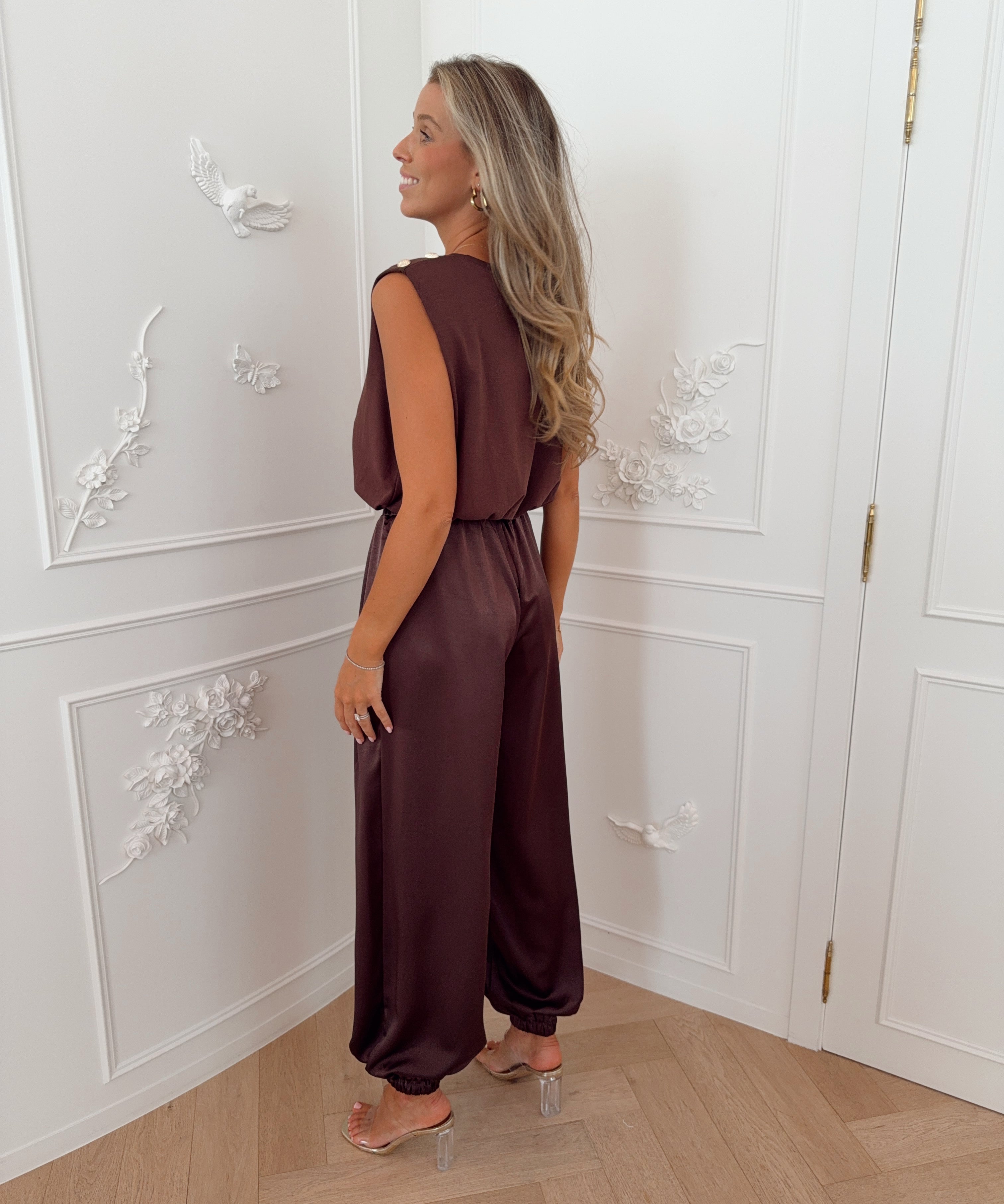 Burgundy Brown Satin Eledine Trouser