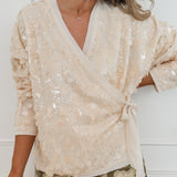 Champagne Melody Sequin Cache Coeur Blouse