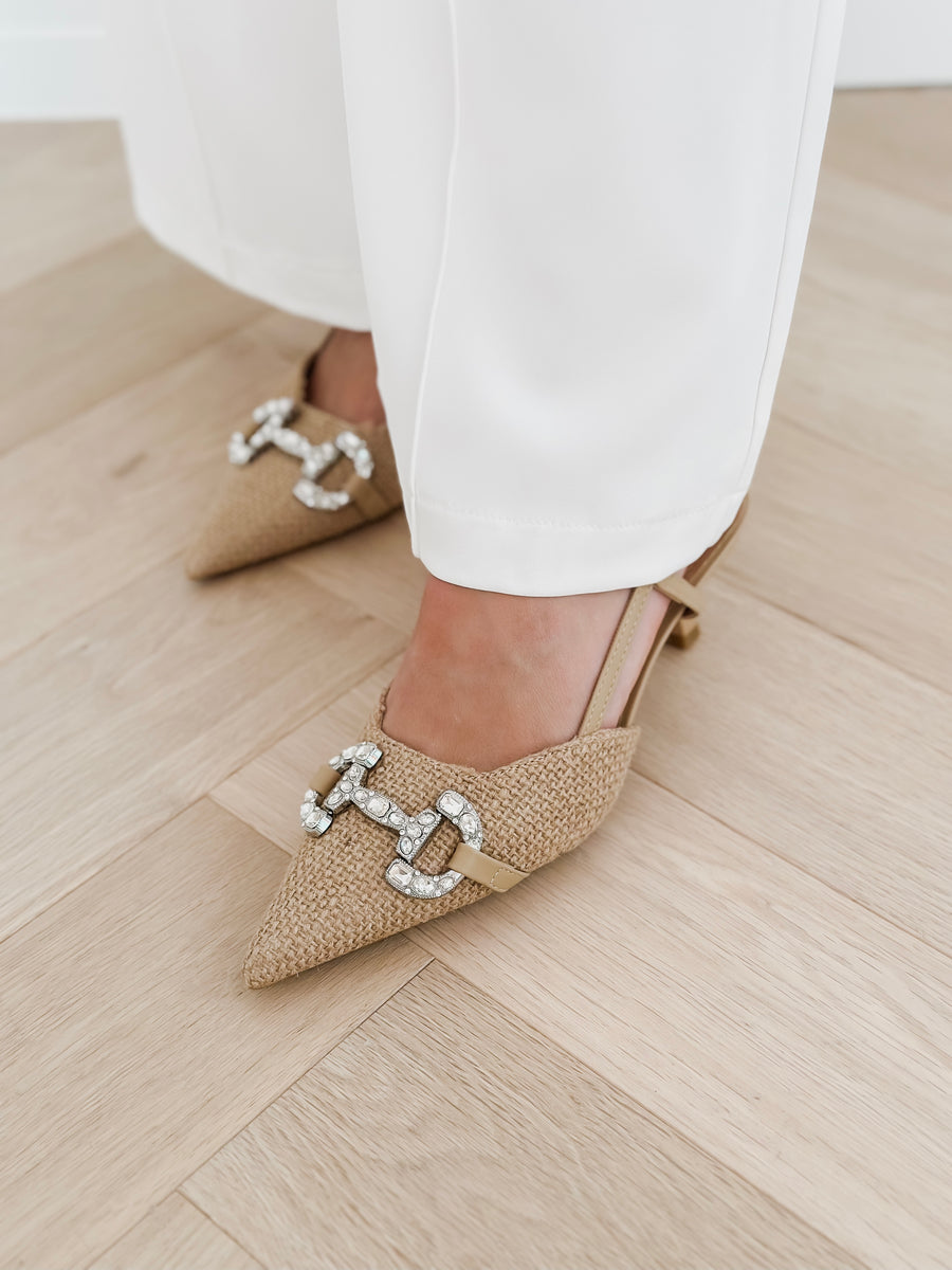 Beige Tweed Heels