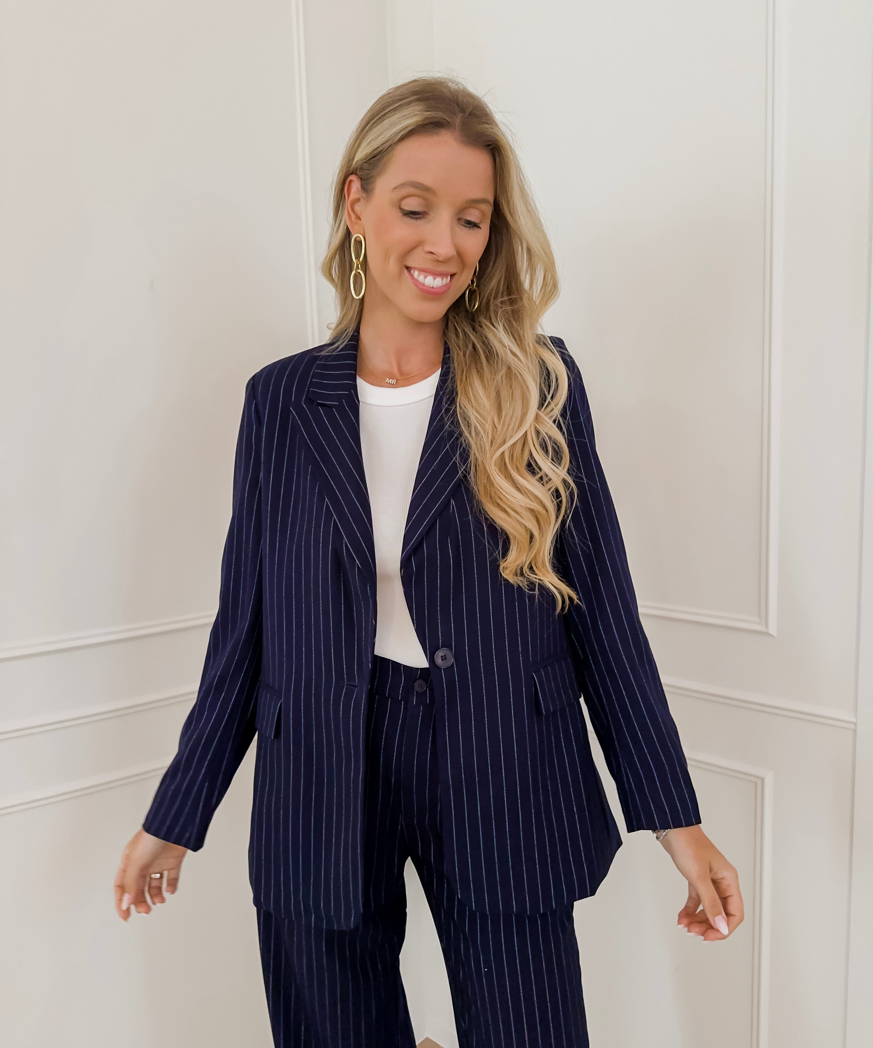 Navy striped Trouser