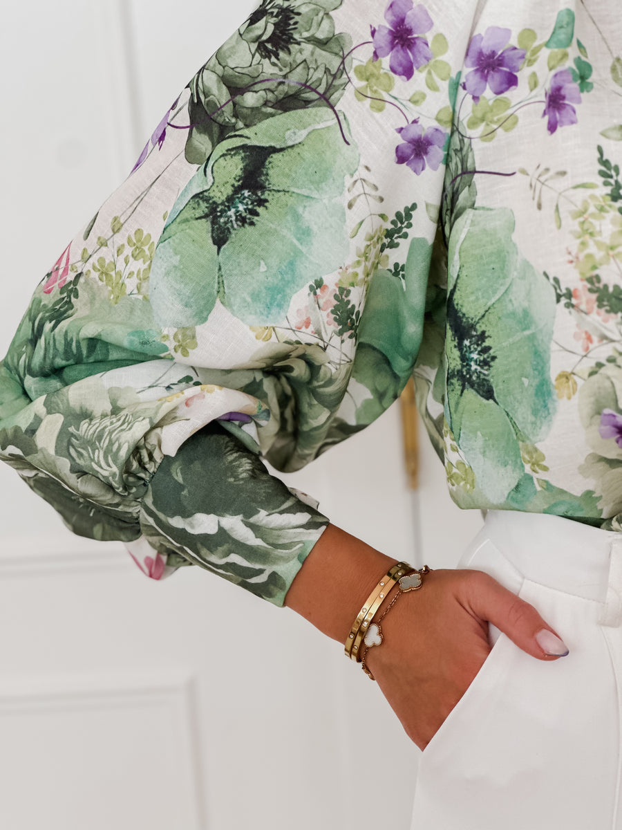 Green Botanic Collar BLOUSE