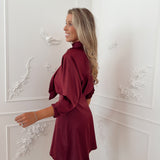 Bordeaux Chana Bow Dress