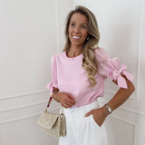 Pink Elvira Bow Blouse