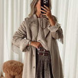 Taupe Fringe Fiorella Coat