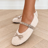 Beige Fluffy Bow Jelena Ballerina
