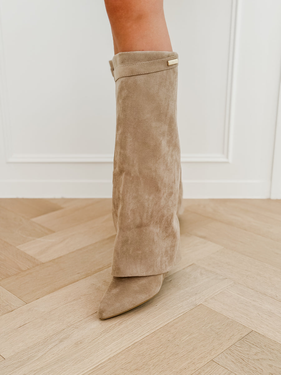 Beige Suede Irena Boots
