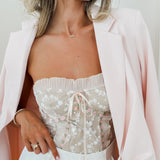 Nude Corset Flower Bow Top
