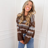 Brown Blue Striped Sweater