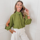 Green Open Sleeve Lavinia Blouse