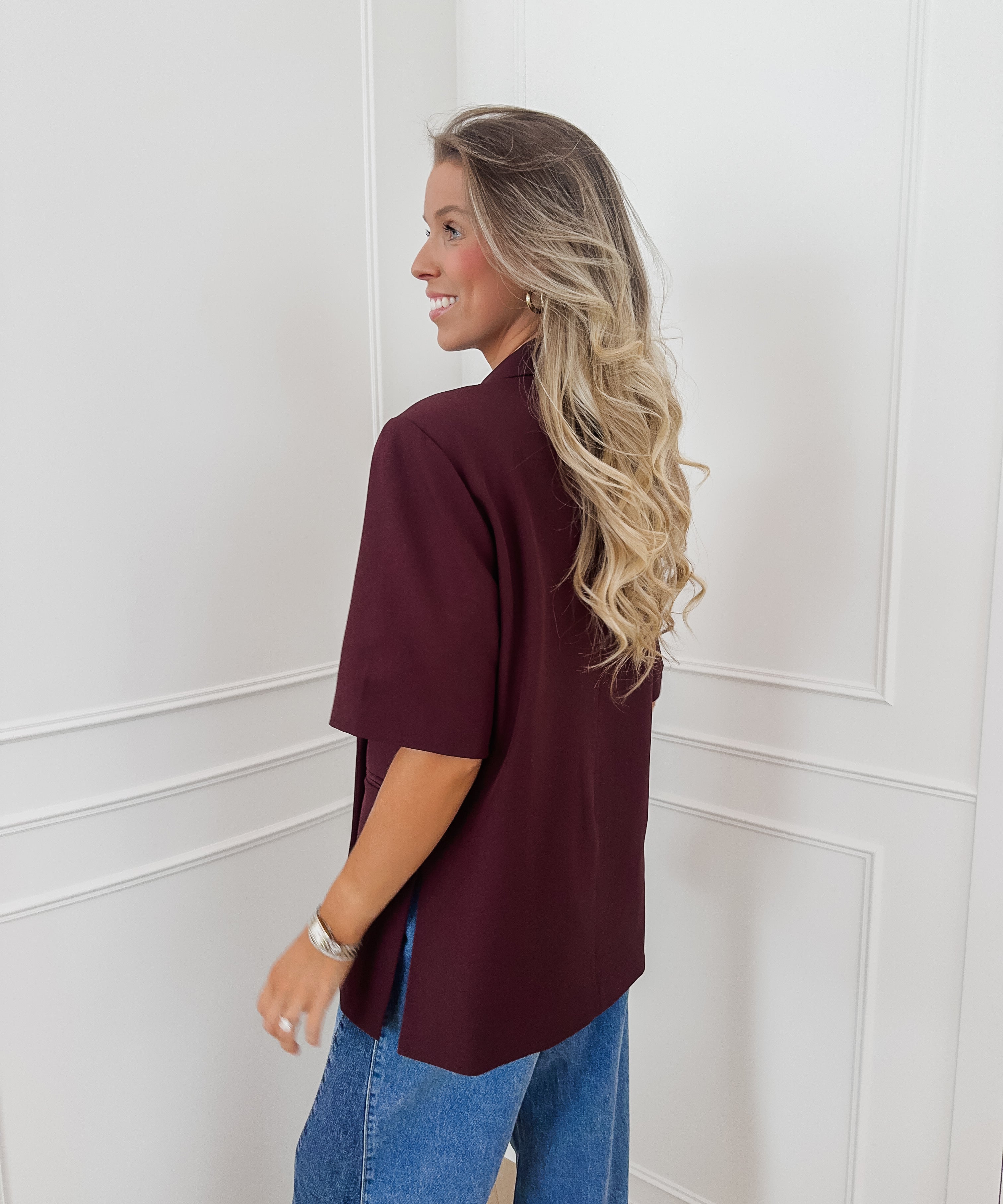 Burgundy Short Sleeve Julia Blazer