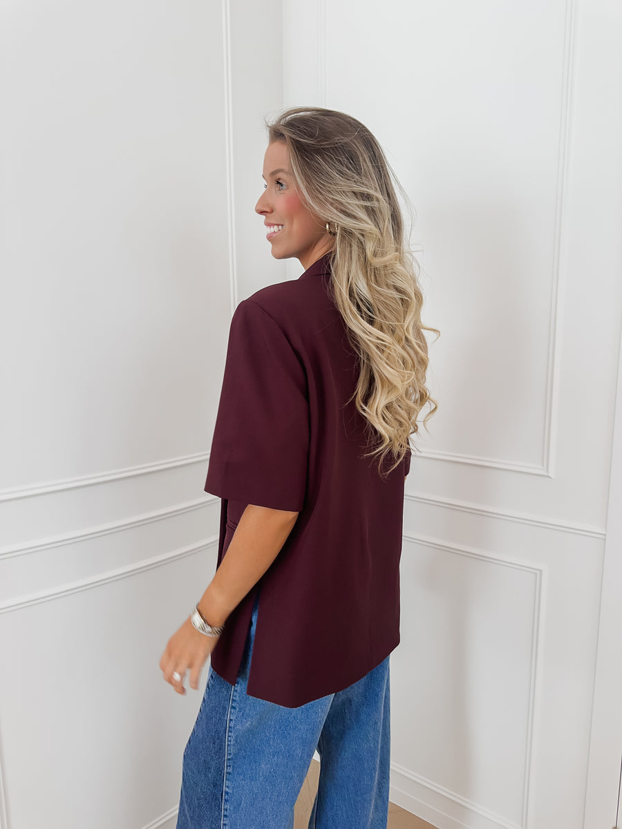 PRE ORDER Burgundy Short Sleeve Julia Blazer