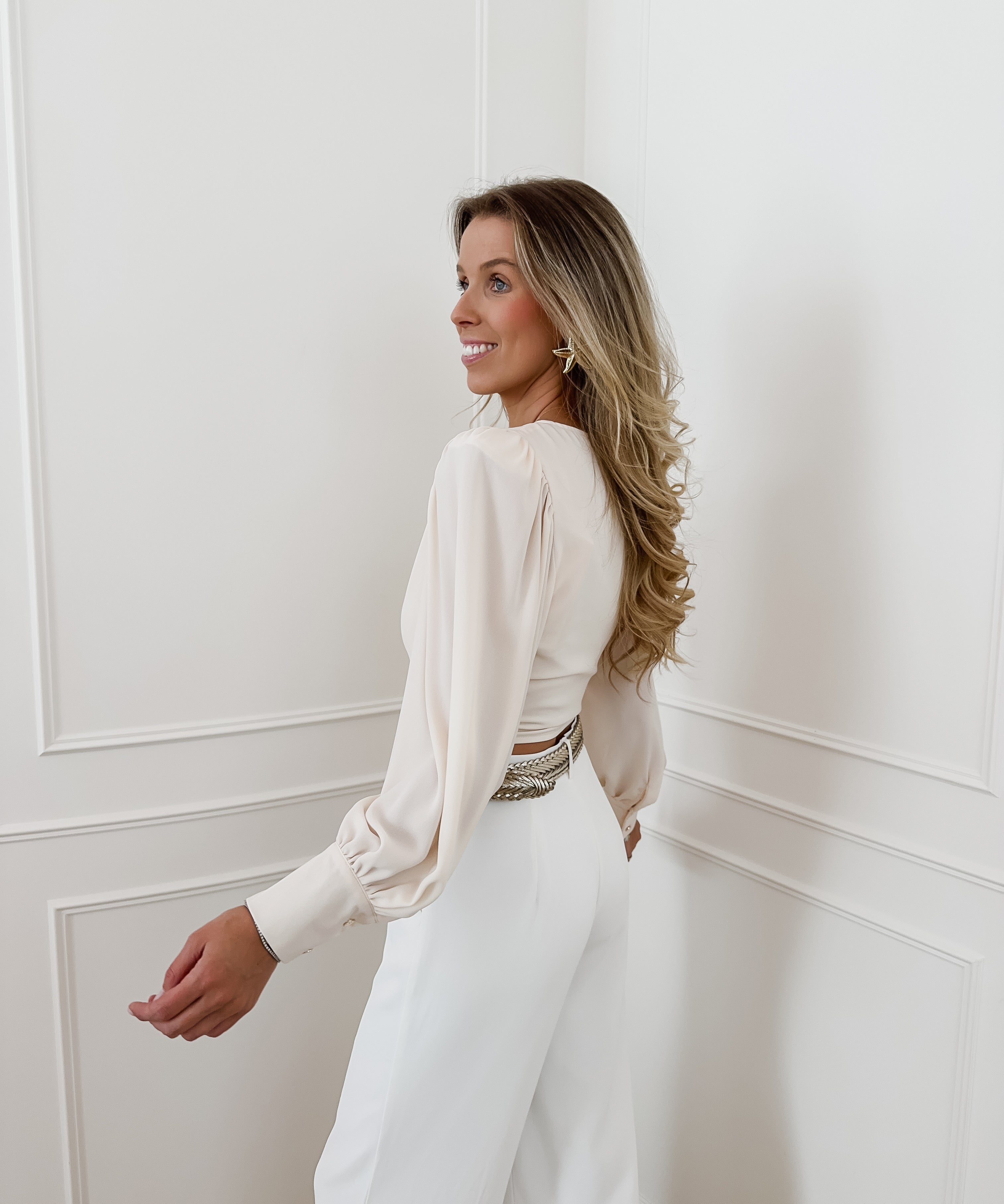 Light Beige Ellis Cache Coeur Blouse