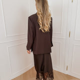 Dark Brown Satin Lace Lize Skirt