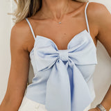 Blue Satin Big Bow Top